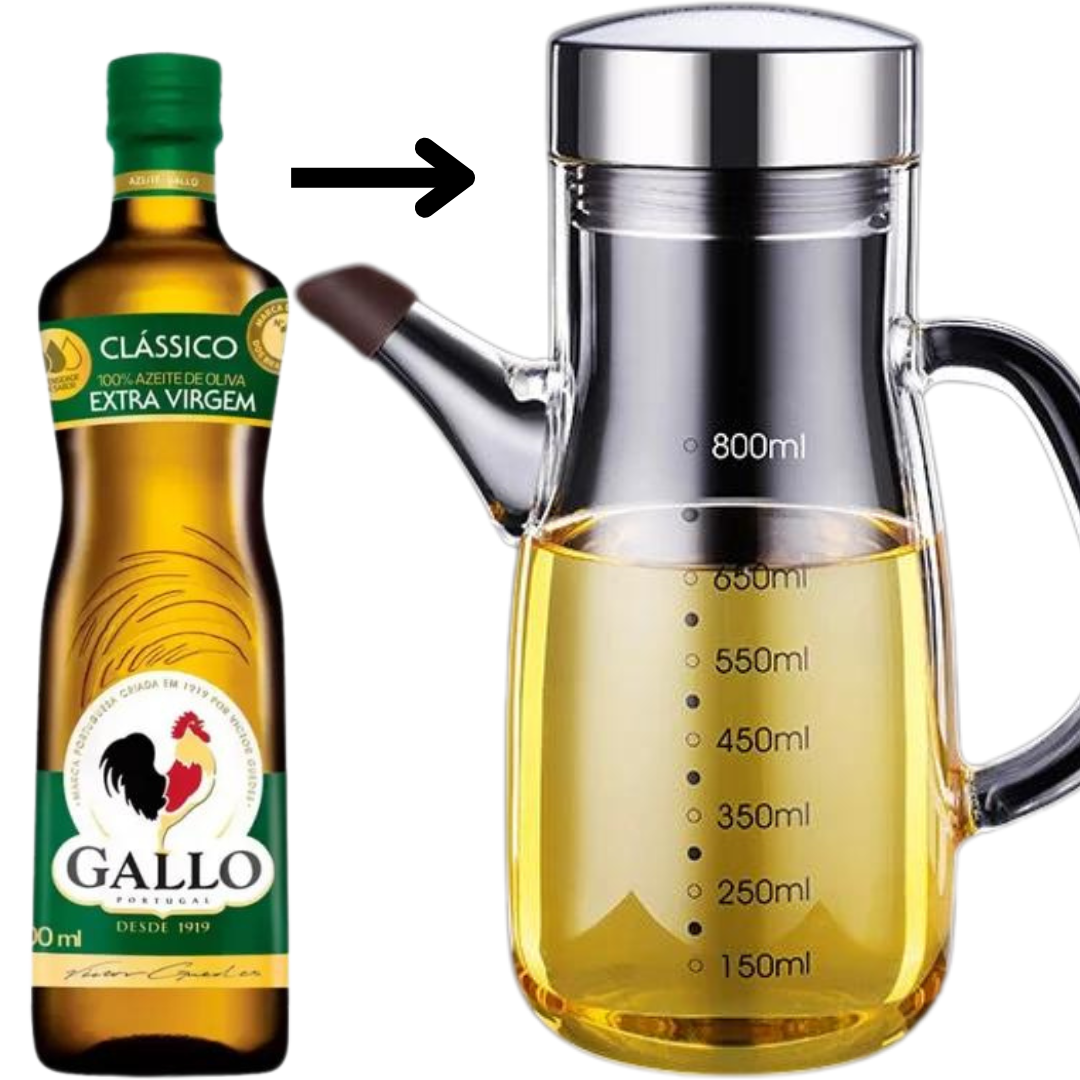 Galheteiro de Vidro 800ml com Bico Antivazamento Inox
