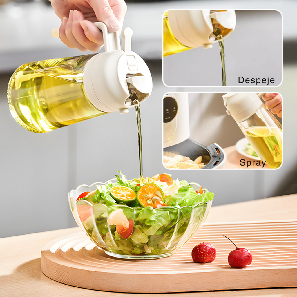 Pulverizador de Óleo 2 em 1 500ml com Controle de Porção - Compre 1 Leve 2