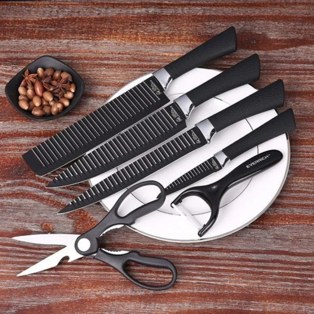 SteelChef Pro 6 Peças – Kit de Facas Profissionais Antiaderentes